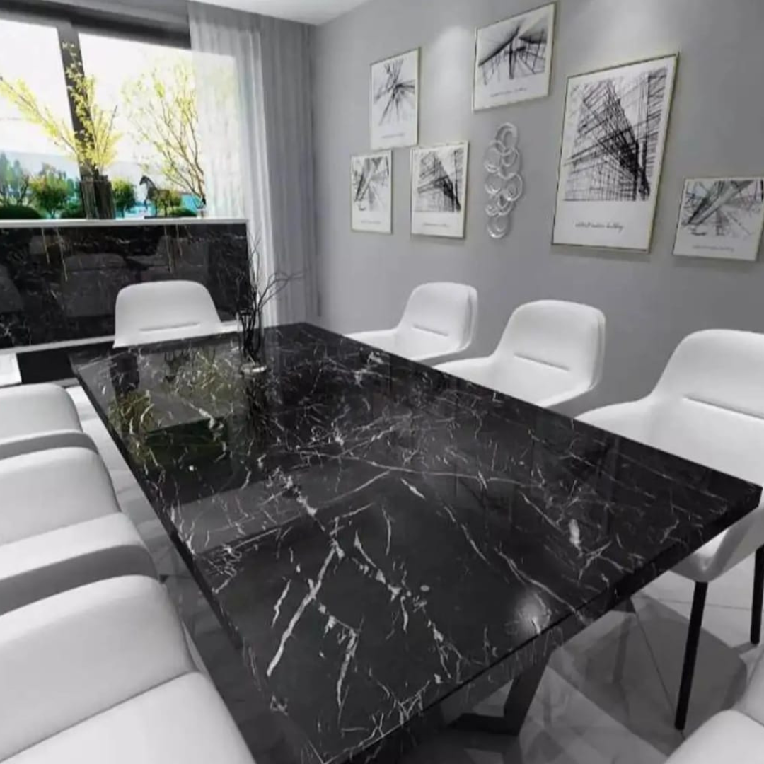 Black Marble Kitchen Sheet – White Vein Design (6.5 ft × 2 ft | 2 Meter Roll)