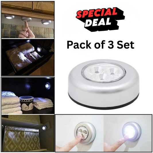 3-LED Battery Powered Tap Push Light (Pack of 2)