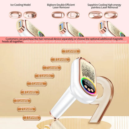 3-in-1 Sapphire Ice Cooling IPL Hair Remover Device TSLO9